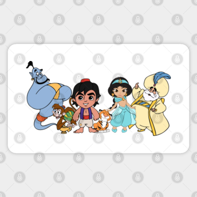 Chibi Aladdin Characters Baby Princess Jasmine Genie In The Lamp Arabian Night Aladdin Sticker Teepublic