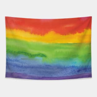 Abstract Watercolor Painted Stripes Rainbow Tapestry