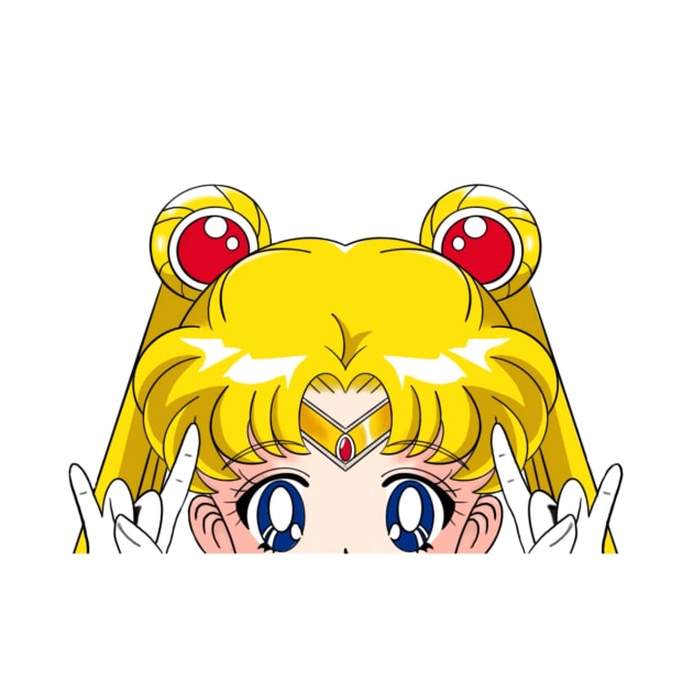 Anime Girl SailoMoon Blonde Magical Nostalgia Luna Cat 90s TV Show by Bite Back Sticker Co.