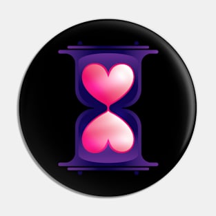 Hourglass Pink Hearts Love Time Pin