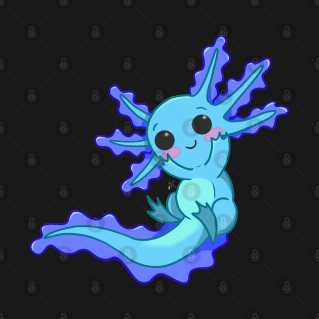 Blue Axolotl by Jade Wolf Art