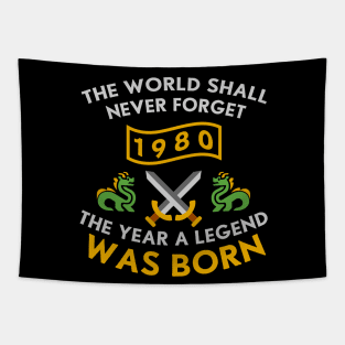 1980 The Year A Legend Was Born Dragons and Swords Design (Light) Tapestry