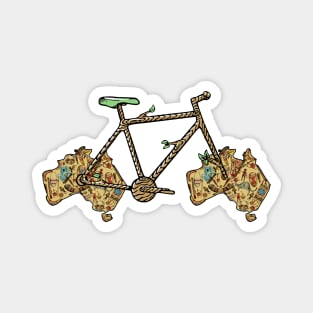 Australian Bike For Aussie Bikers with Map of Australia, Retro Vintage Australian Bicycle, Artistic Aesthetic Australian Map Art Pun For Cyclist And Cycling Lovers Mom Dad And Racers or Bikers Magnet