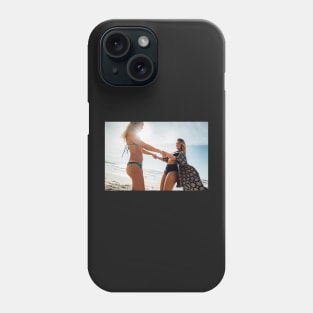 Two Young Pretty Girls Having Fun Together on Sunny Beach Phone Case