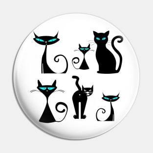 Crazy Cats Pattern in Black Pin