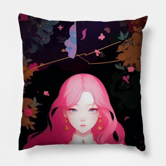 Girl Manhwa Illustration Pillow by Aresshya