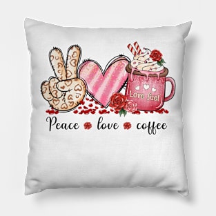 peace and love and coffee Pillow