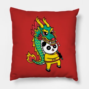 Dragon Dancer Panda Pillow