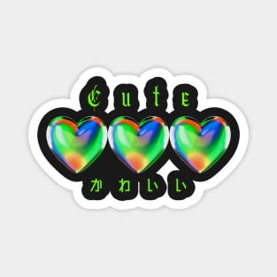 Cute glass hearts rainbow y2k style design Magnet