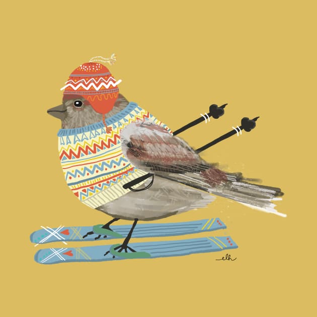 Skiing House Finch! by EmilyLaurelHarris