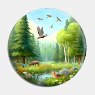 Low Poly Spring Forest Pin