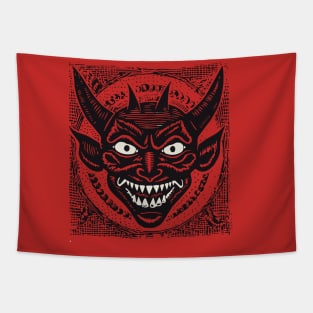 Lino Cut Devil Tapestry