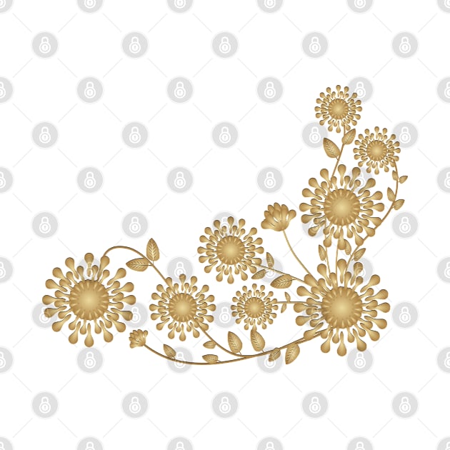 Golden and Beige abstract floral illustration by ikshvaku