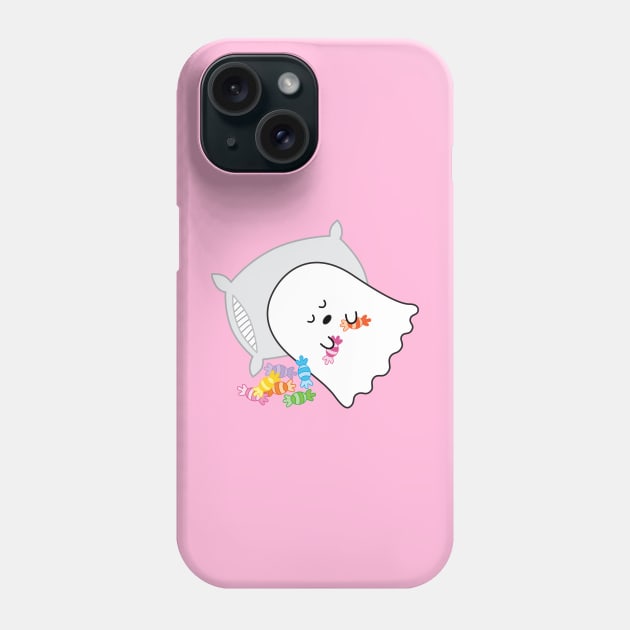 Gordie the Ghost (too much candy, fell asleep) | by queenie's cards Phone Case by queenie's cards