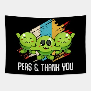 Peas - Peas & Thank You - Cute Vegan Pun Tapestry