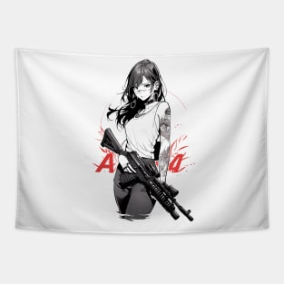 Badass Anime Girl Tapestry