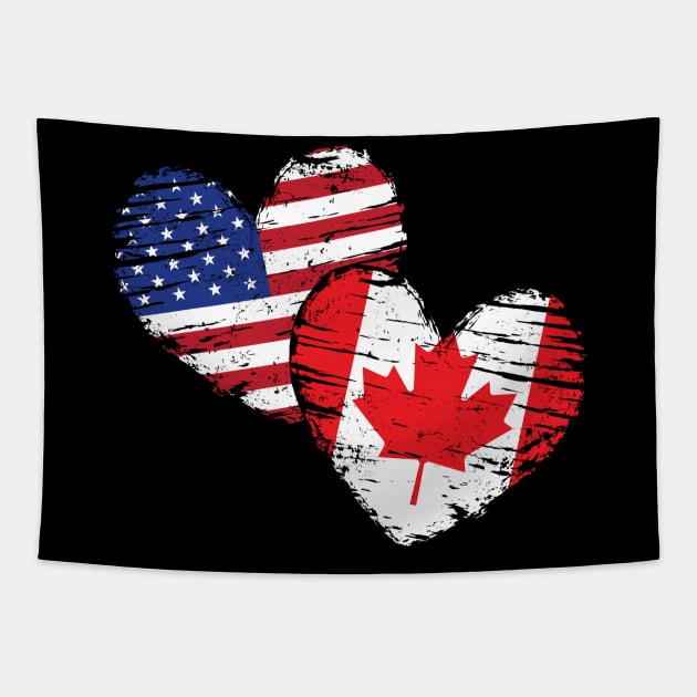 Canadian American Friendship USA Canada Tapestry by shirtsyoulike