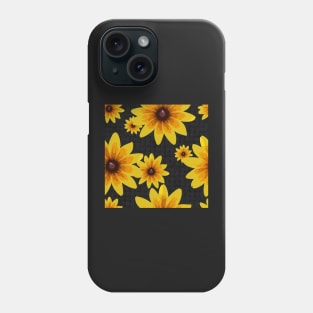 Blackeyed Susan on Burlap Black Repeat 5748 Phone Case