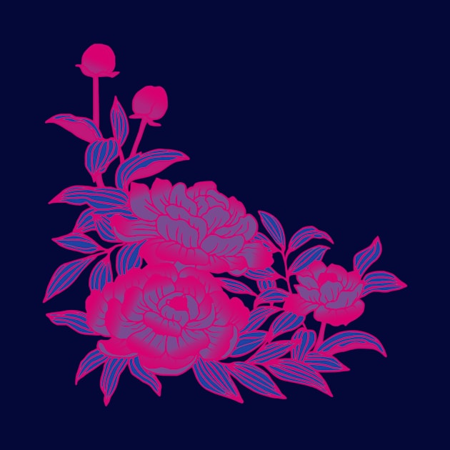 Bisexual Pride Peonies Design by VernenInk