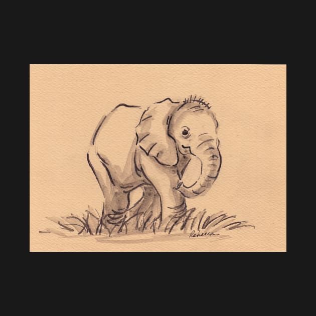 "Little Dude" Baby Elephant Watercolor Painting #24 by tranquilwaters