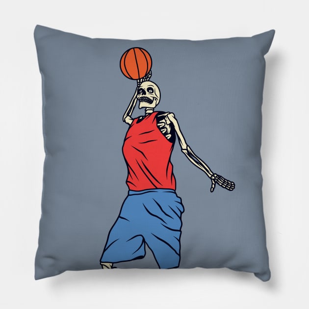 Skeleton Basketball Player Dunking Pillow by SLAG_Creative