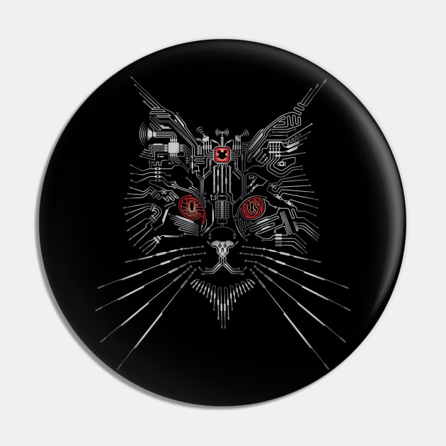 Cyber Hacker Cat Pin by zomboy