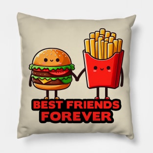 Hamburger and French Fries Best Friends Forever Pillow