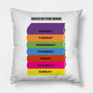 Bright colour Days of the week. Eductional books Pillow