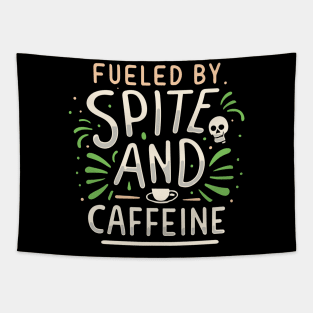 Fueled by Spite and Caffeine Fun Halloween Tapestry