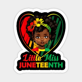 Little Miss Juneteenth Shirt Girl Toddler Black History Kids Magnet