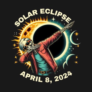 Dabbing Skeleton Total Solar Eclipse 2024 wearing Glasses T-Shirt