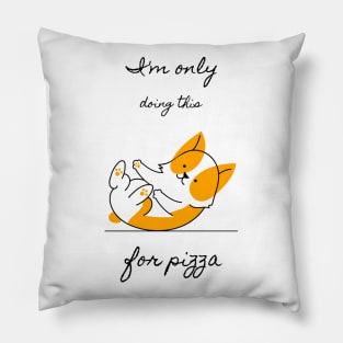 Funny Dog Workout Pizza Lover Pillow