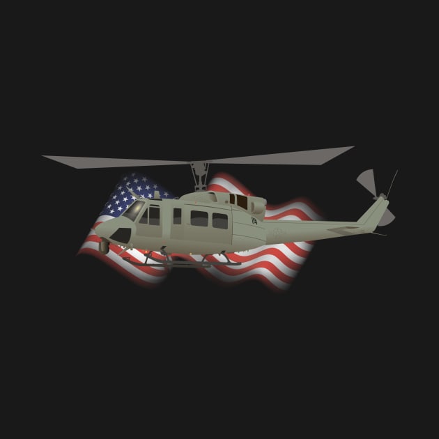 Patriotic UH-1N Iroquois Helicopter by NorseTech