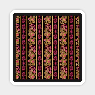 Steampunk Damask Stripes (Pink) Magnet