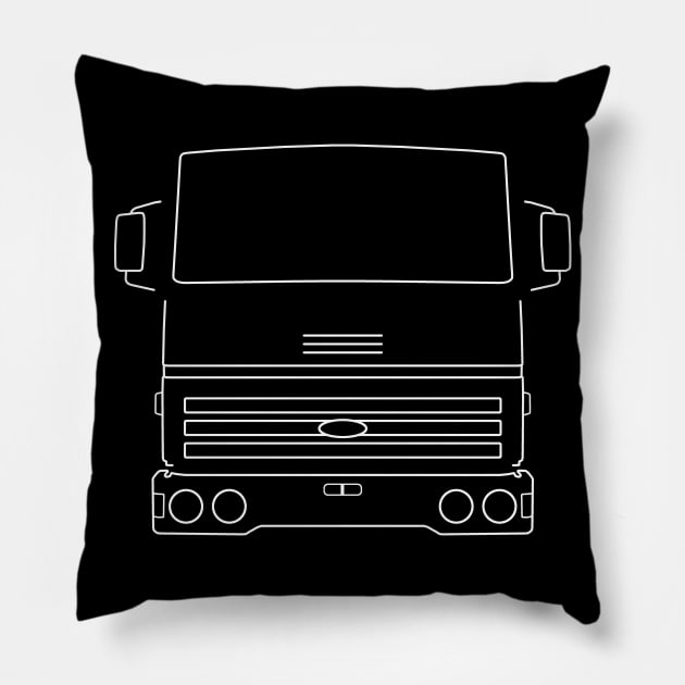 Ford Transcontinental classic truck white outline graphic Pillow by soitwouldseem