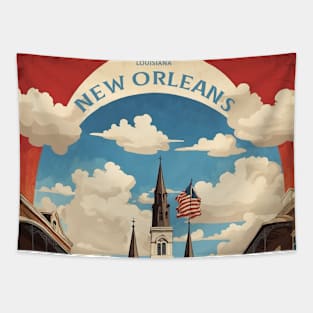 New Orleans Louisiana United States of America Tourism Vintage Poster Tapestry