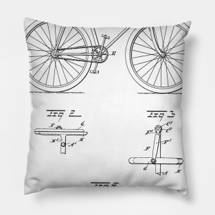 Steering Gear for Bicycle Vintage Patent Hand Drawing Pillow