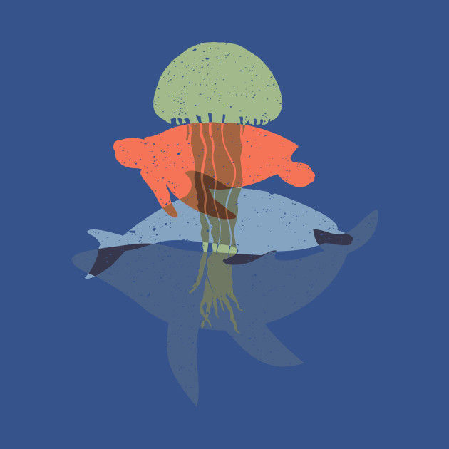 Whale and their friends dolphin turtle and jellyfish - Wildlife - T-Shirt