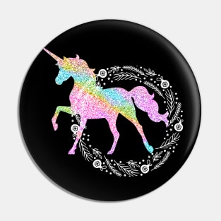 Sparkle rainbow unicorn white holiday wreath Pin