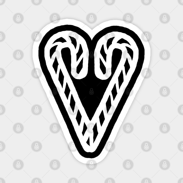 White Line Christmas Heart of Candy Magnet by ellenhenryart