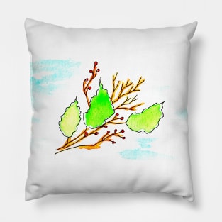 Winter bouquet, plants, branches. Watercolor illustration on a winter theme, Pillow