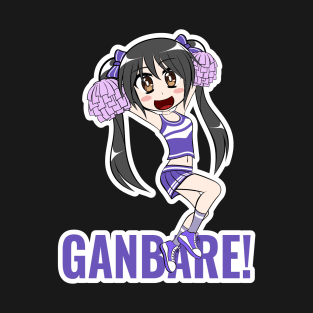 Kawaii Anime Cheerleader (Purple and White) T-Shirt