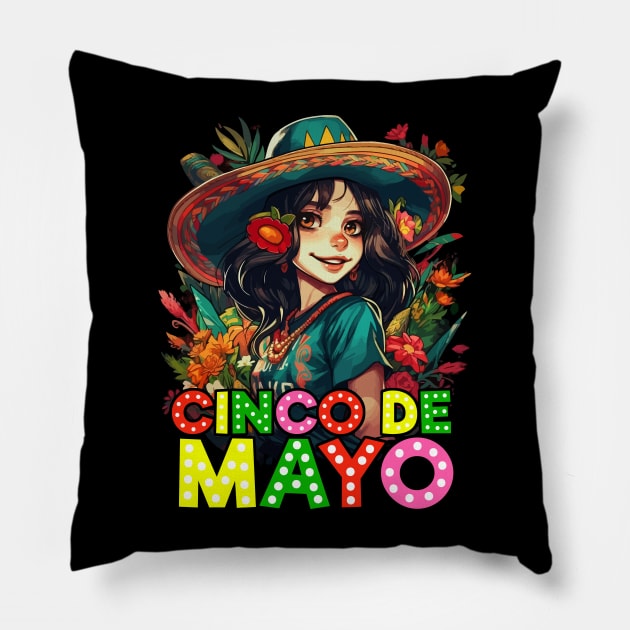 Cinco de Mayo Mexican Anime Girls Pillow by Ramadangonim