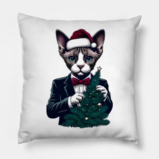 Devon Rex Cat Christmas Pillow