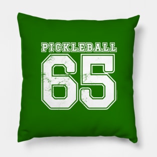 Retro PICKLEBALL 65 Collegiate Vintage Tee - White Letters Pillow