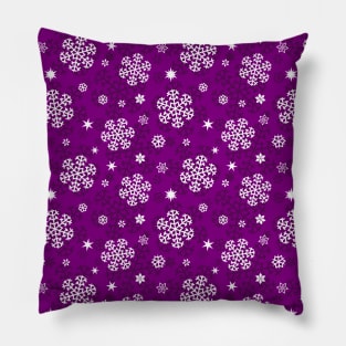 Snowflakes Pattern on Purple Pillow