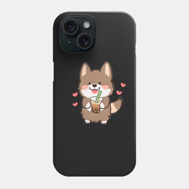 Dog Drinking Boba Tea Phone Case by nicecorgi