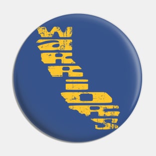 Golden State Warriors Vintage Logo California Outline Distressed Pin