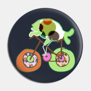 fish on bicycle Pin