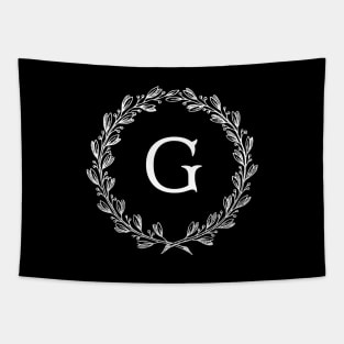 Beautiful Letter G Alphabet Initial Monogram Wreath Tapestry